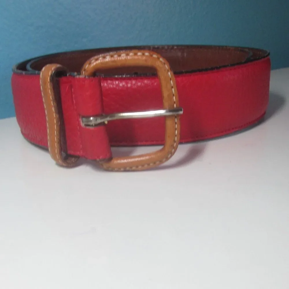 Dooney & Bourke Womens Vintage Red Leather Belt Size 30 28- 30